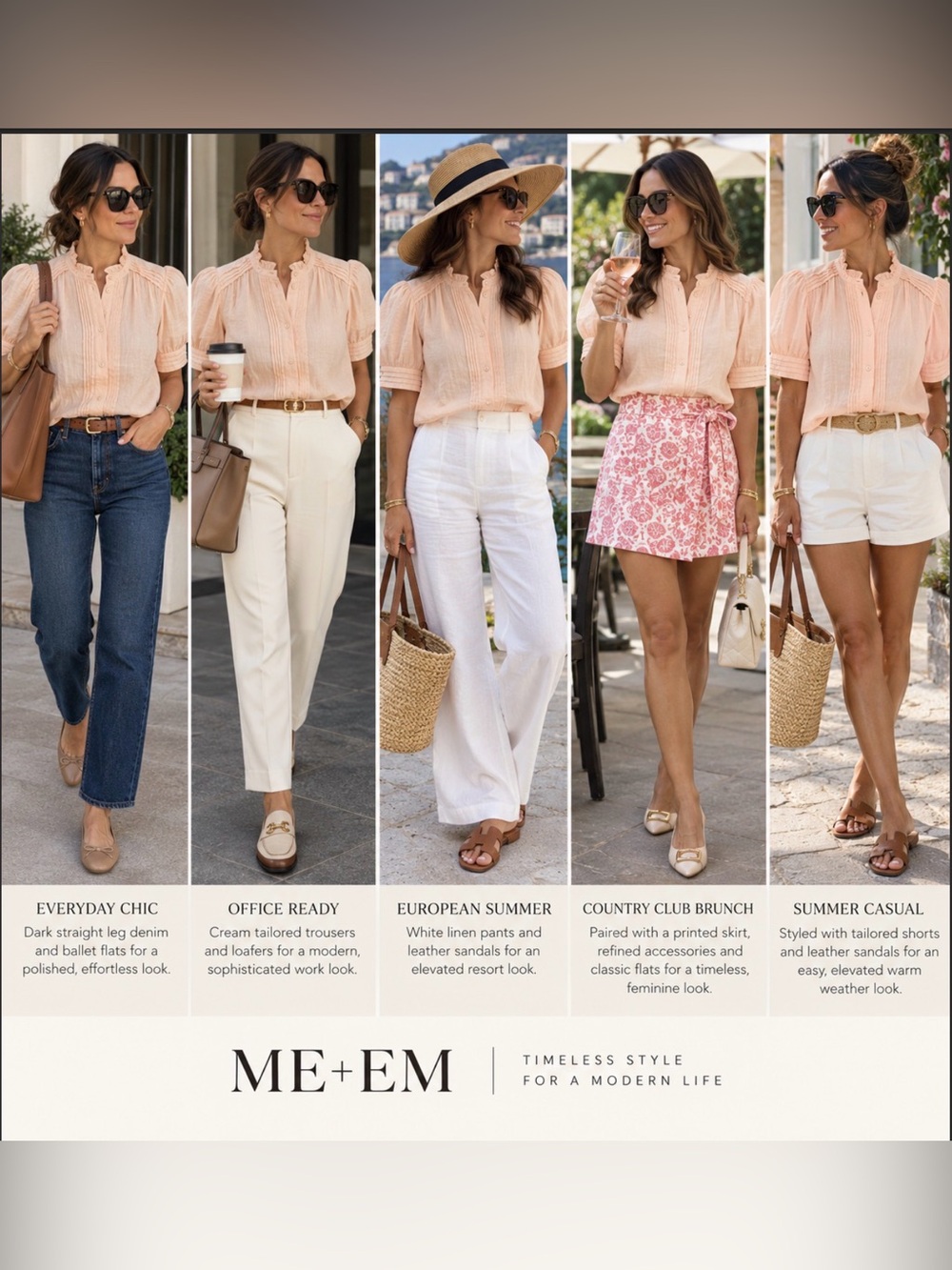 ME+EM Cheesecloth Blouse Peach Sherbet Cotton Puff Sleeve Romantic Feminine Lux